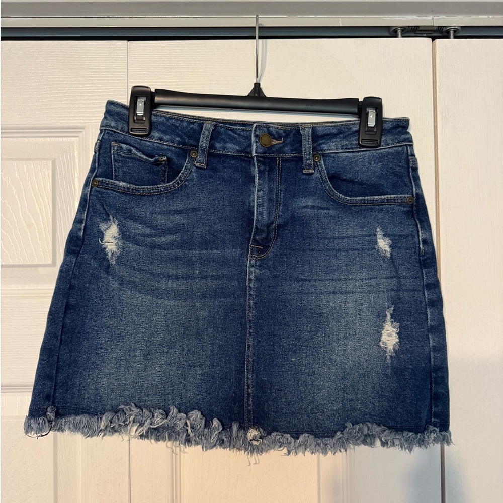 Denim Distressed Skirt